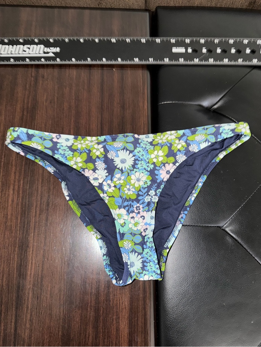aerie Floral Navy Blue Green Bikini Bottoms